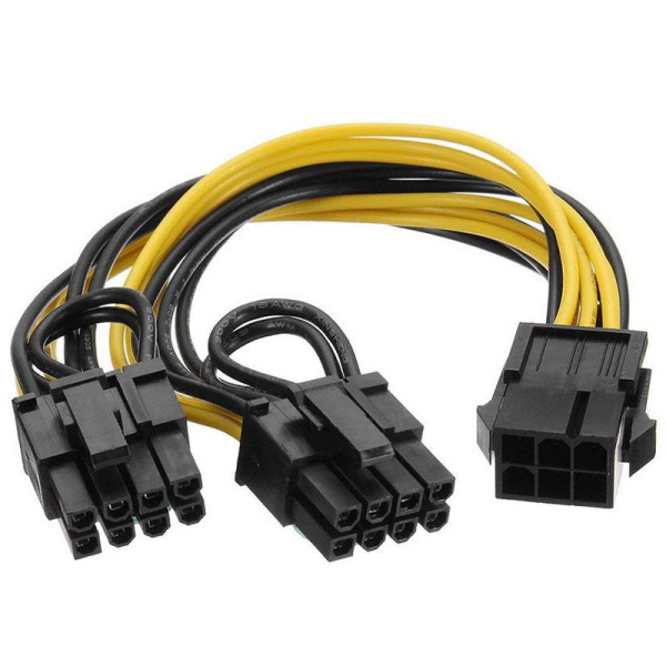 Кабель - переходник 6 pin - 2х 6+2 pin